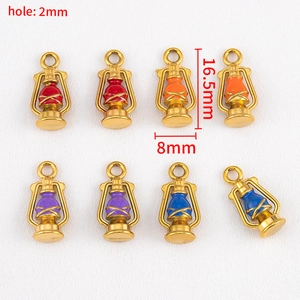 Colgantes de lámpara de queroseno de acero 304 con esmalte para collares de DIY