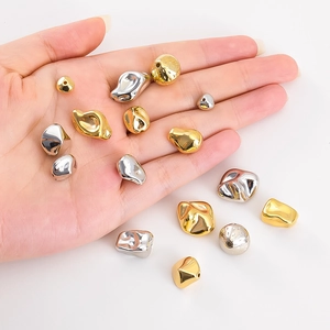 Irregular CCB plastic spacer beads with gold and silver metallic finish for DIY jewelry making