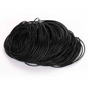 Durable round black leather cord roll for DIY jewelry making and necklace crafting
