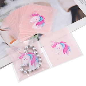 Sachets bijoux licorne rose autocollants avec texte A Sweet Moment pour cadeaux DIY