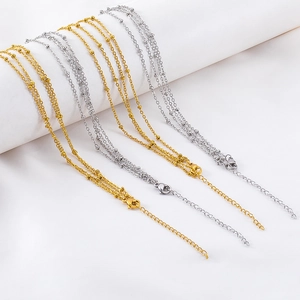 Mode Edelstahl Perlenkette Für Damen Zweilagig Verstellbar Y-Form DIY Schmuckkette Gold Silber Galvanisiert