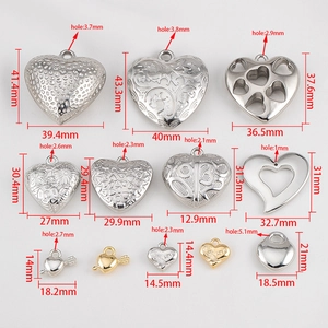 Variety of CCB plastic gold and silver heart charms for DIY jewelry making and crafts