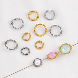 Anillos de Conexión de Acero Inoxidable 304 con Patrón de Cuerda Retorcida Chapados en Oro 18K Cuentas Espaciadoras para DIY
