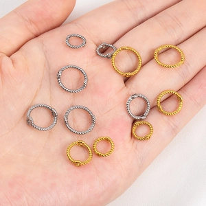 Anillas abiertas trenzadas de acero inoxidable 304 chapado en oro 18K para joyería DIY