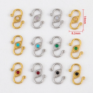 Bohemian S-shaped 304 stainless steel connector clasps with gemstones for DIY jewelry