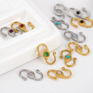 Bohemian S-shaped stainless steel connectors with natural stones for DIY jewelry making