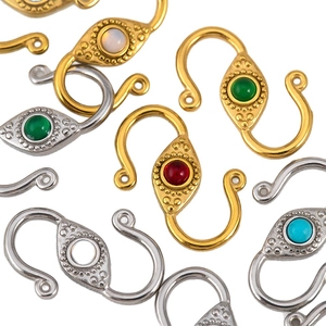 Bohemian S-shaped 304 stainless steel connectors with colorful natural stone eye charms