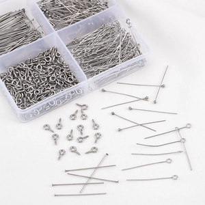 Stainless Steel DIY Jewelry Findings Kit Eye Pins T Pins Ball Head Pins Screw Eye Pins Handcrafted Accessories In Box