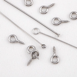 DIY stainless steel jewelry findings kit with eye pins and flat head pins for beadwork