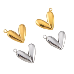 Gepolijste 304 roestvrijstalen hartvormige hangers goud en zilver voor DIY sieraden maken