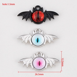 Gothic bat wing pendant charms with demon eye for DIY jewelry making 26.5mm size