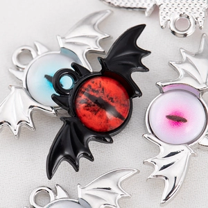 Dark style bat pendant with evil eye gemstone for DIY jewelry and necklaces