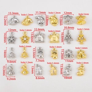 10pcs Christmas alloy charms set including snowman gingerbread man for DIY jewelry making