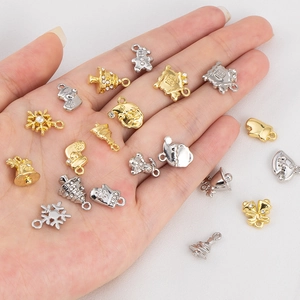 Set of 10 festive Christmas alloy charms including snowman and tree for DIY jewelry making