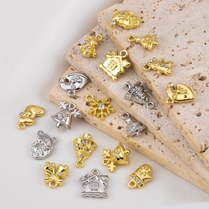 Christmas alloy pendant set with snowflake and gingerbread man shapes for DIY jewelry making