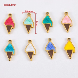 Colgante de Helado de Acero Inoxidable 304 Aceite de Goteo Encanto de Postre Dulce para Hacer Joyas de Collar Pulsera DIY