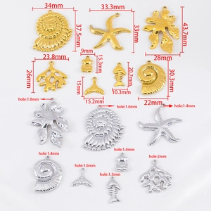 304 Stainless steel ocean pendants in gold and silver finish for DIY necklace making