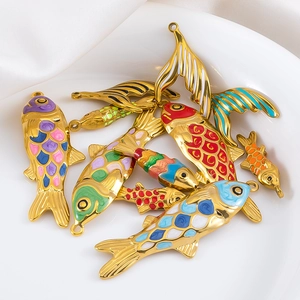 Pendentifs carpe koi et queue de poisson en acier inoxydable 304 pour bijoux DIY
