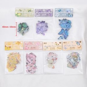 Assorted colorful PET butterfly stickers set for DIY journals and scrapbooking