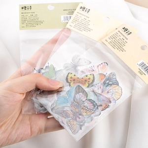 Cute Japanese cartoon butterfly PET stickers for DIY journals with transparent details