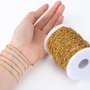 Golden stainless steel bead snake chain on roll for DIY jewelry making and necklaces