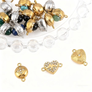DIY 304 stainless steel magnetic clasps with star patterns and gemstone inlays