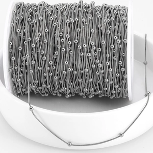 Minimalist stainless steel round snake chain with beads for DIY jewelry making
