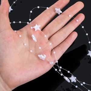 White frosted star and pearl bead chain for DIY jewelry making and wedding decoration