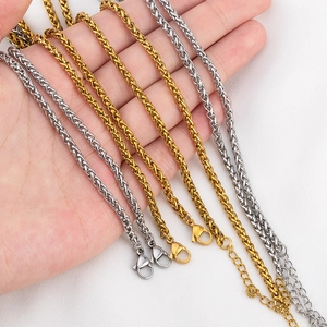 50cm stainless steel spiga chain necklace with lobster clasp in gold and silver finish