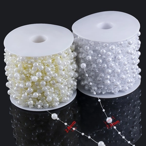 Weiße ABS Kunstperlen Girlandenrollen mit 2,8mm und 7,5mm Perlenmix für DIY Hochzeitsdeko
