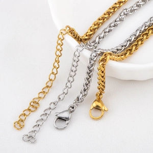 Golden and silver stainless steel keel chains with lobster clasps for DIY jewelry