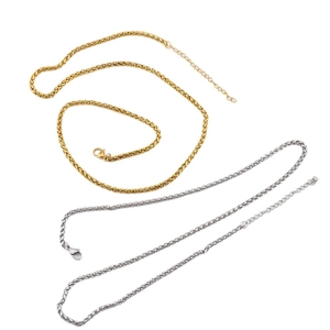Minimalist gold and silver spiga chains with lobster clasp and extension links