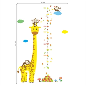 Süßer Giraffen und Affen Wandtattoo für Kinder Größenmessung 80-180cm Deko
