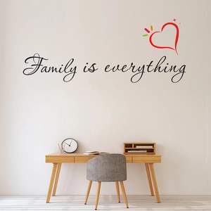 Family is everything wall decal with red heart for living room wall art decoration
