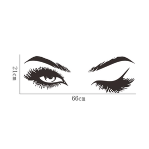 Adesivo murale ciglia e occhi neri per arredamento, sticker in PVC 21x66cm moderno
