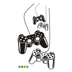 Black vinyl gamepad wall decals for children's room made of eco-friendly PVC material
