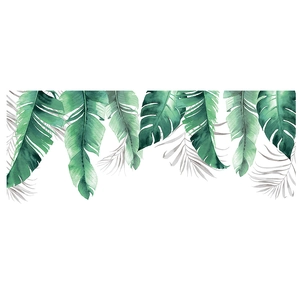 Sticker mural feuilles de bananier tropicales aquarelle verte pour décoration