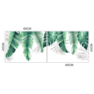 Détail de stickers muraux palmier tropical avec dimensions 60x43cm et feuilles vertes