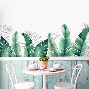 Stickers muraux feuilles tropicales style nordique pour décoration de salon
