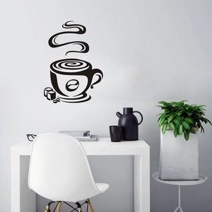 Creative coffee cup wall sticker silhouette for modern living room and kitchen decor
