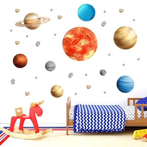 Planets wall stickers for kids room featuring solar system decals for bedroom decor