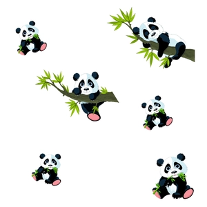 Stickers muraux panda avec bambou pour décoration chambre enfant et salon moderne