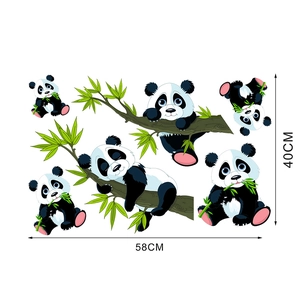 Détail du sticker mural pandas et bambous avec dimensions de mise en page 58x40cm