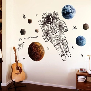 Stickers muraux astronaute et planètes pour décoration de chambre d'enfant