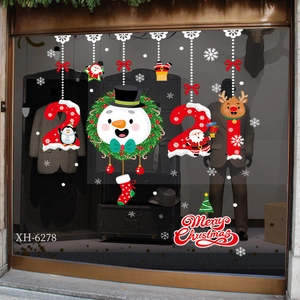 Détails de stickers de Noël avec Père Noël et renne pour décoration de vitrine