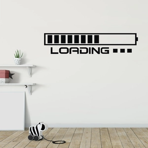 Modern minimalist wall sticker showing a loading battery bar with the word LOADING in black
