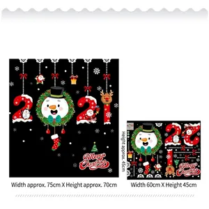 Stickers muraux de Noël DIY avec bonhomme de neige et renne pour décoration de fenêtre