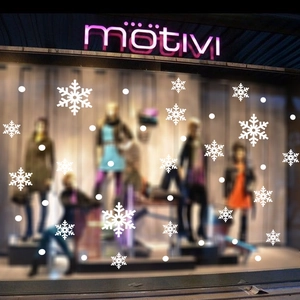 Removable white Christmas snowflake and dot window stickers for shop glass decoration