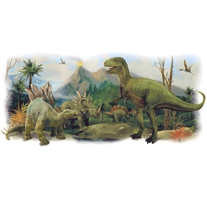3D realistic dinosaur wall stickers for kids room featuring T-Rex and Triceratops decor