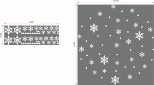 Detailed size specifications for snowflake wall decals with dimensions for window decoration